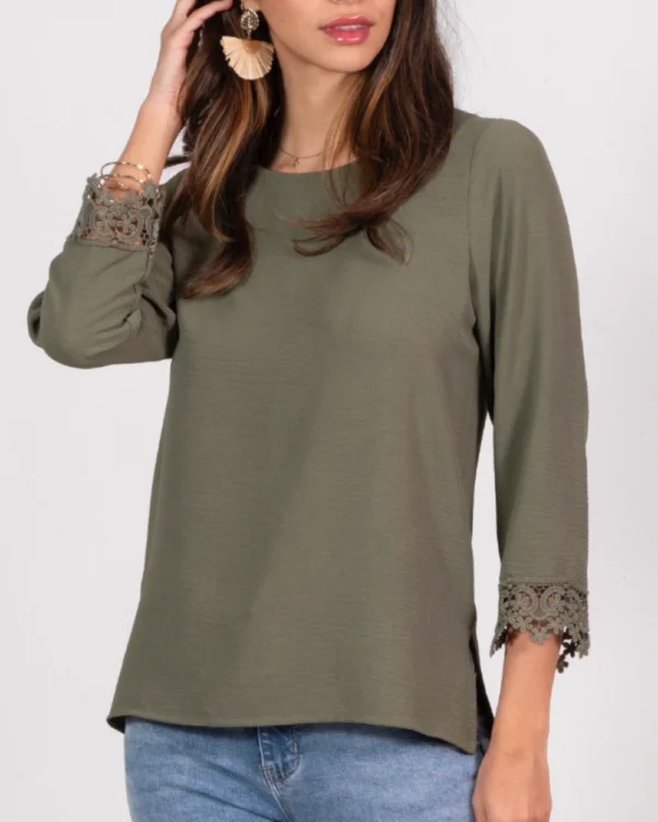 Blusa Manga Encaje