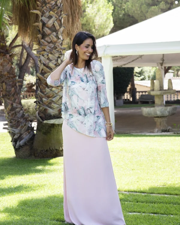 Vestido Flores Rosa Palo